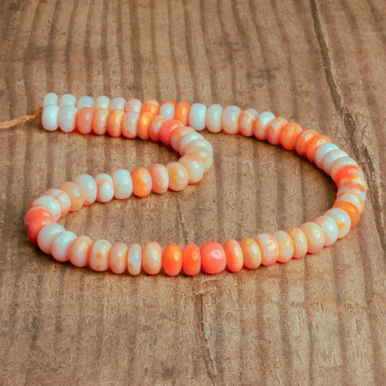 10mm Electric Orange Opal Plain Rondelles 16 inch 65 beads