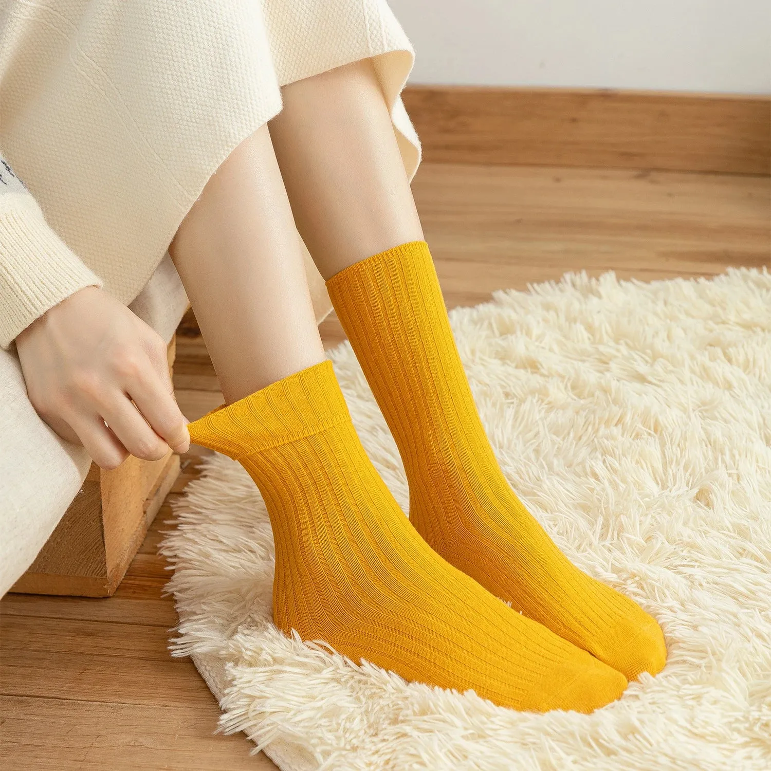 10Pairs Retro Women Cotton Loose Socks Autumn Winter Knitting