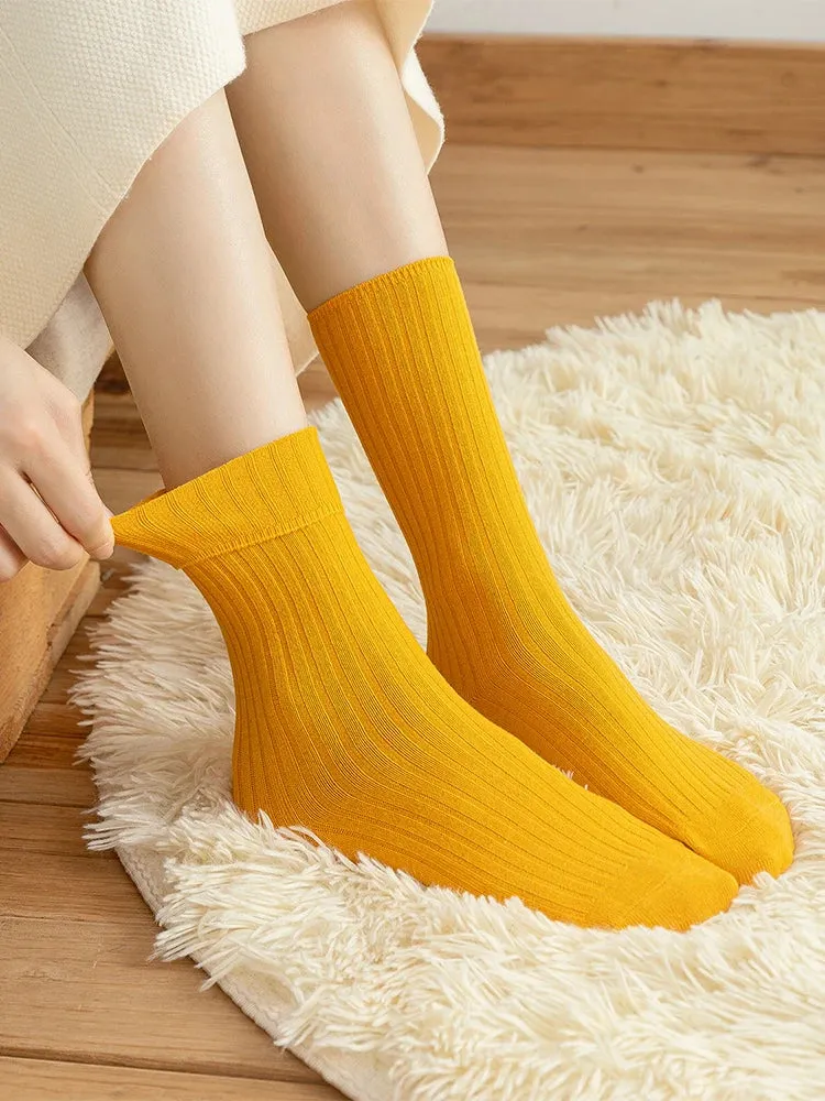 10Pairs Retro Women Cotton Loose Socks Autumn Winter Knitting