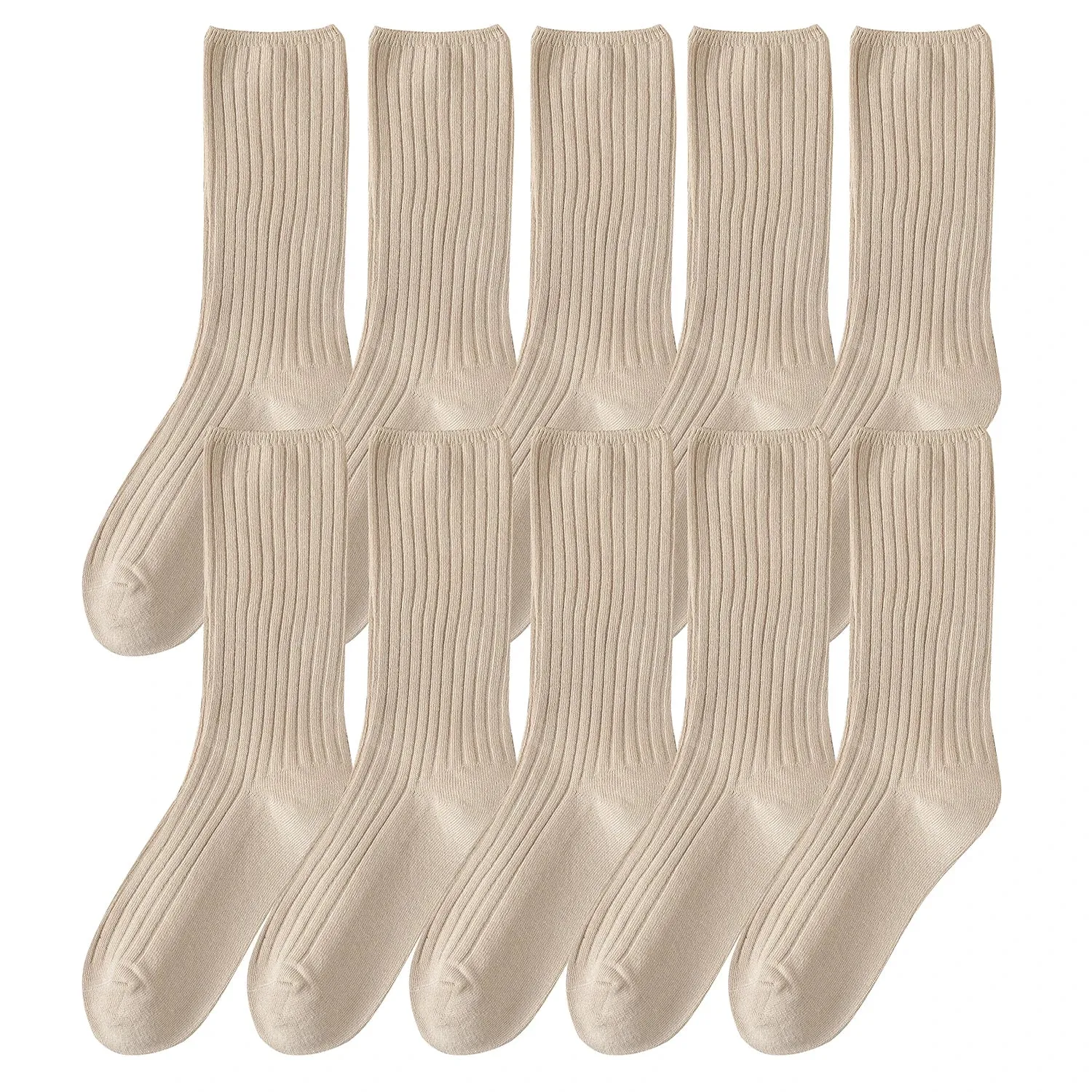 10Pairs Retro Women Cotton Loose Socks Autumn Winter Knitting