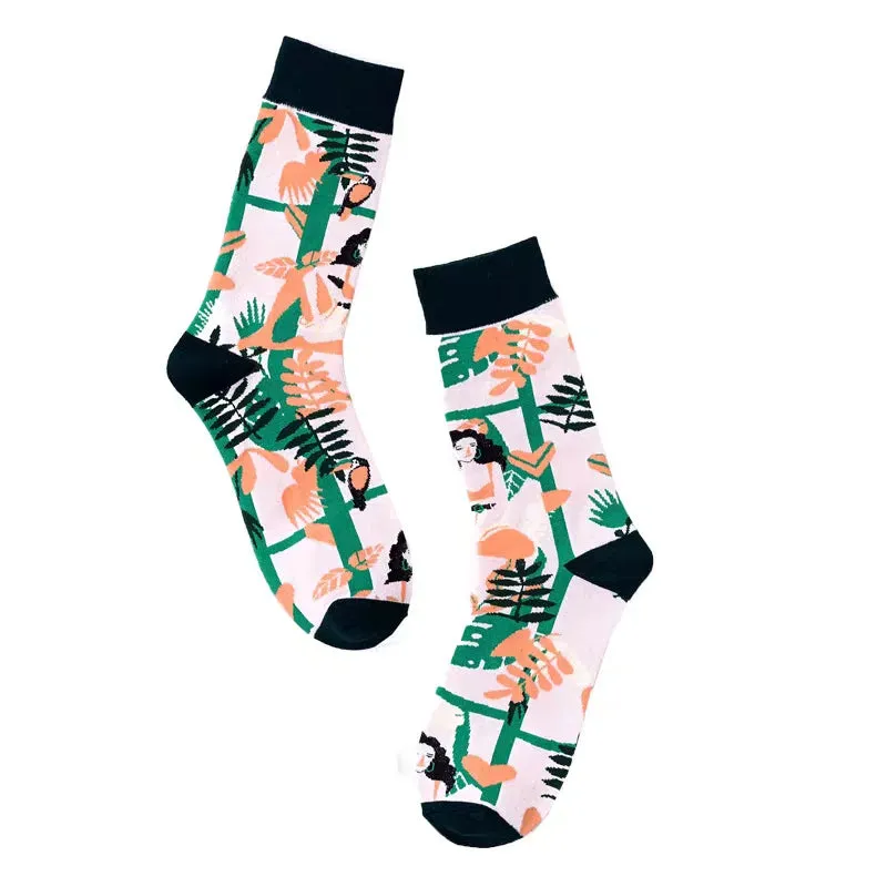 5 Pair Print Cute Long Winter Socks Women Fashion New Flowers