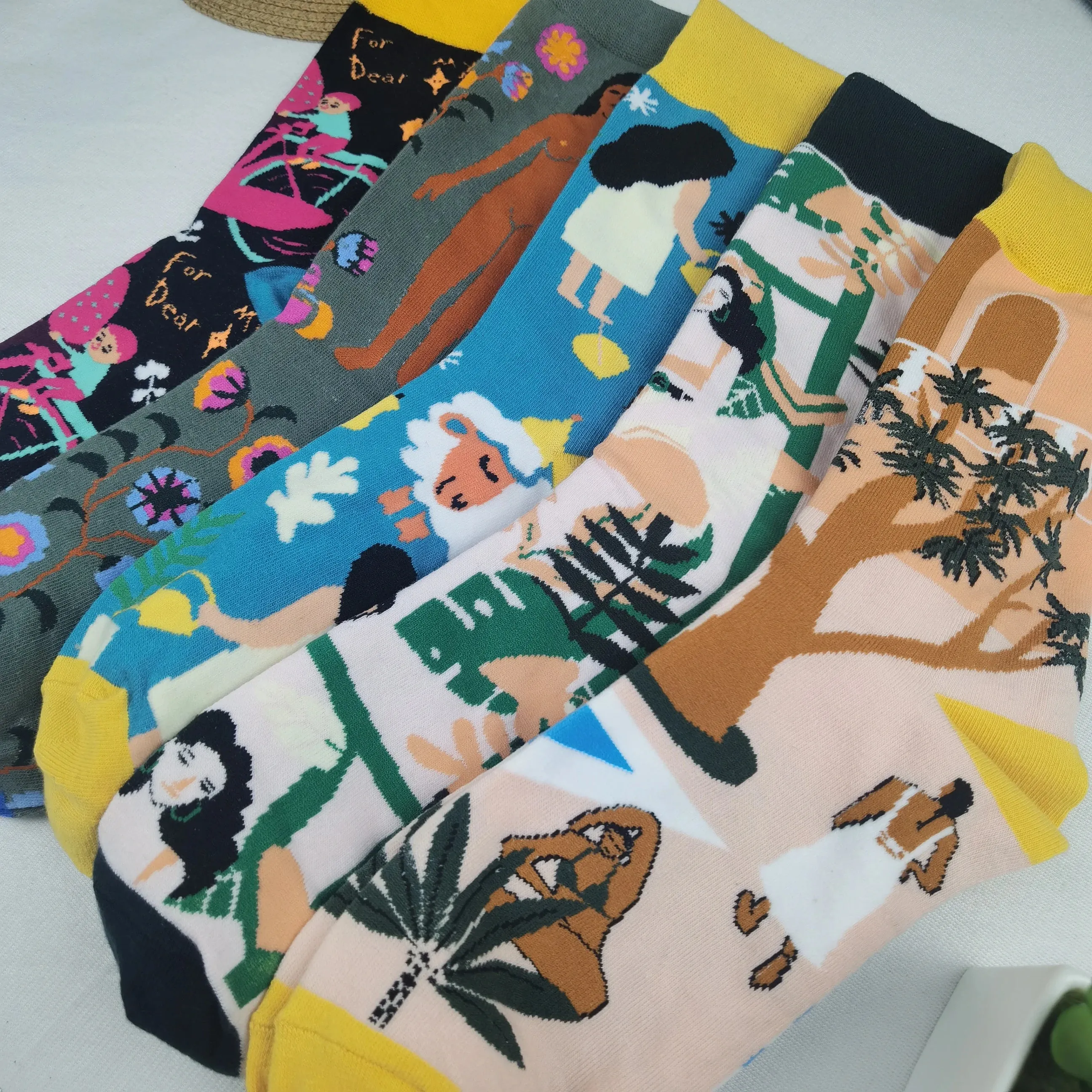 5 Pair Print Cute Long Winter Socks Women Fashion New Flowers