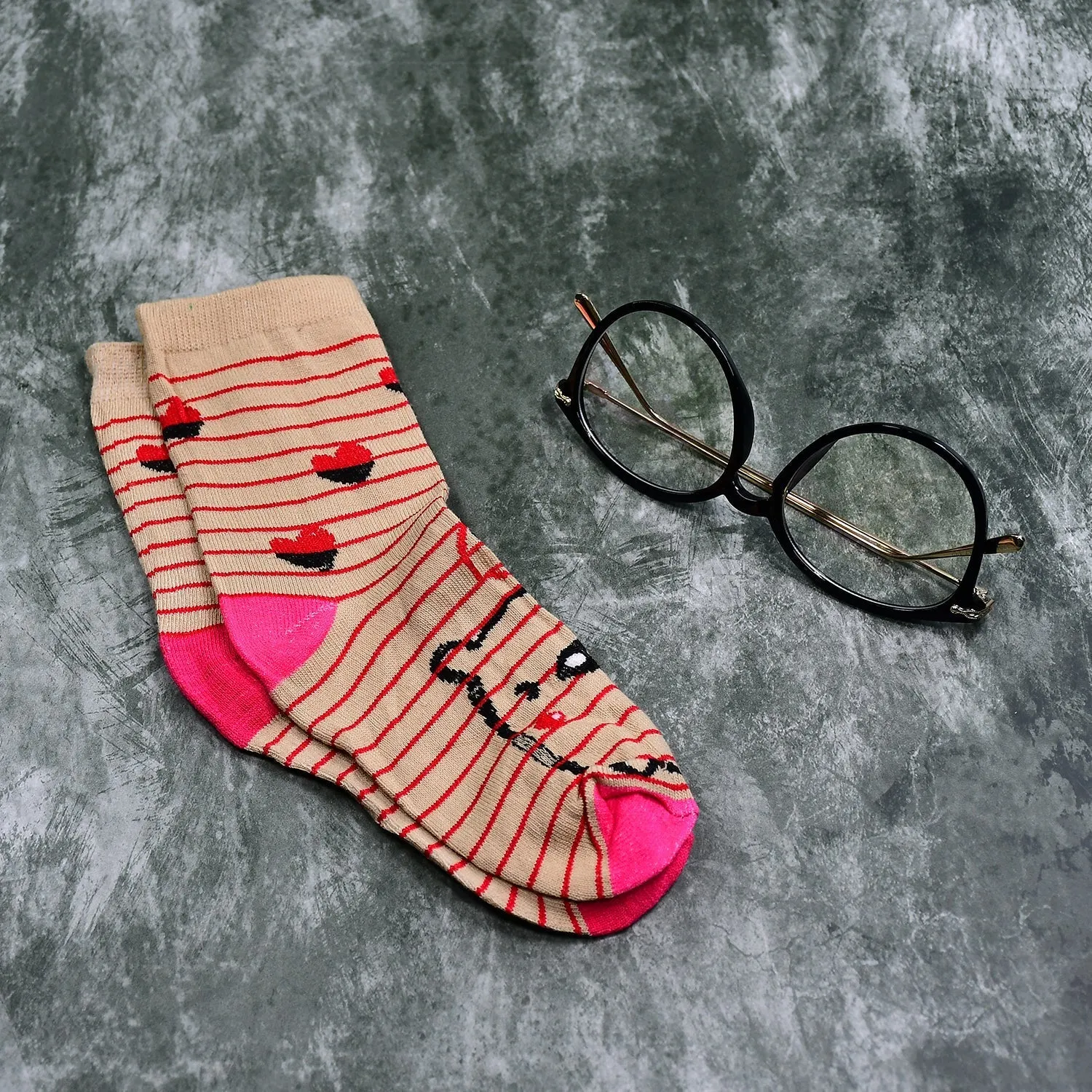 6361 1PAIR SOCKS PRINTED TRENDY MULTIPLE DESIGNER SOCKS