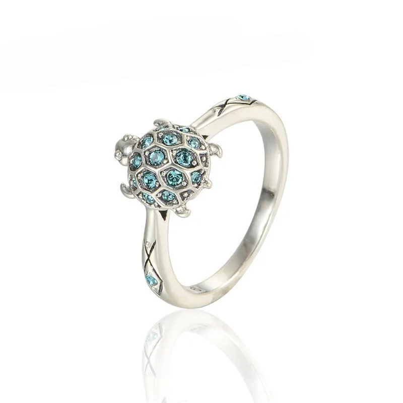 925 Sterling Silver Turtle Engagement Ring for Women