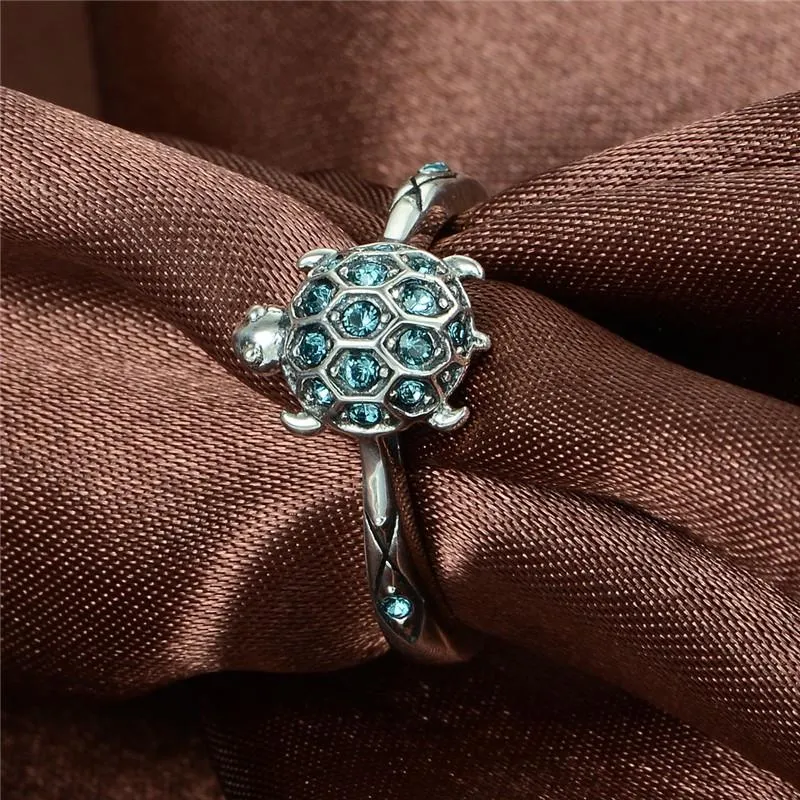 925 Sterling Silver Turtle Engagement Ring for Women