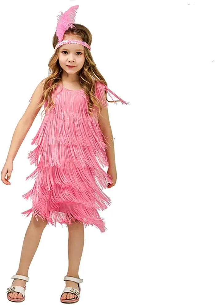 ABAFIP Girls 1920s Flapper Dress Fringe Tassel 20s Party Halloween Concert Festival Outfits