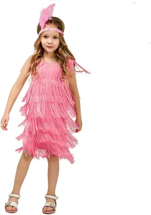 ABAFIP Girls 1920s Flapper Dress Fringe Tassel 20s Party Halloween Concert Festival Outfits
