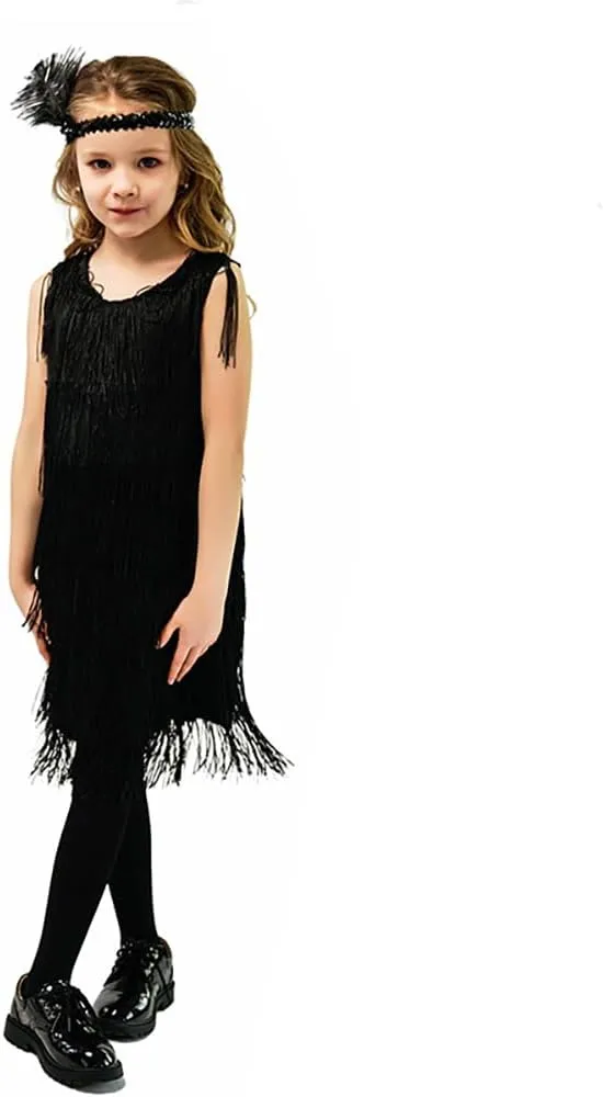 ABAFIP Girls 1920s Flapper Dress Fringe Tassel 20s Party Halloween Concert Festival Outfits