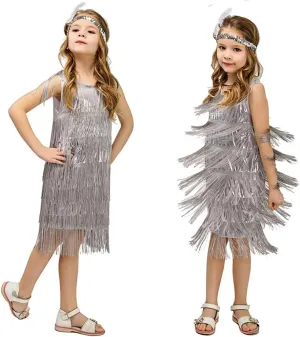 ABAFIP Girls 1920s Flapper Dress Fringe Tassel 20s Party Halloween Concert Festival Outfits