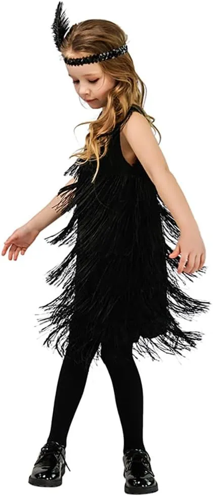 ABAFIP Girls 1920s Flapper Dress Fringe Tassel 20s Party Halloween Concert Festival Outfits