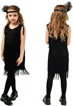 ABAFIP Girls 1920s Flapper Dress Fringe Tassel 20s Party Halloween Concert Festival Outfits