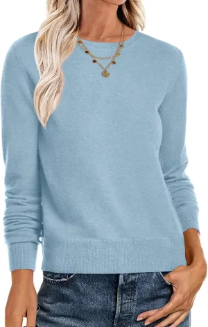 ANRABESS Women's Long Sleeve Crewneck Classic 2025 Fall Soft Loose Fit Basic Pullover Sweaters Top