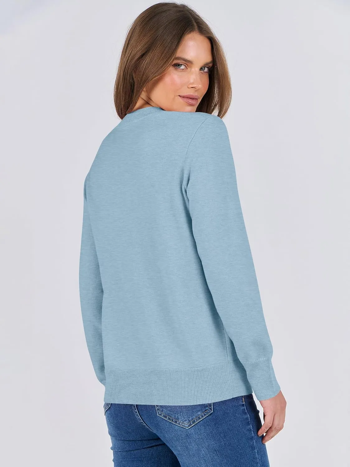 ANRABESS Women's Long Sleeve Crewneck Classic 2025 Fall Soft Loose Fit Basic Pullover Sweaters Top