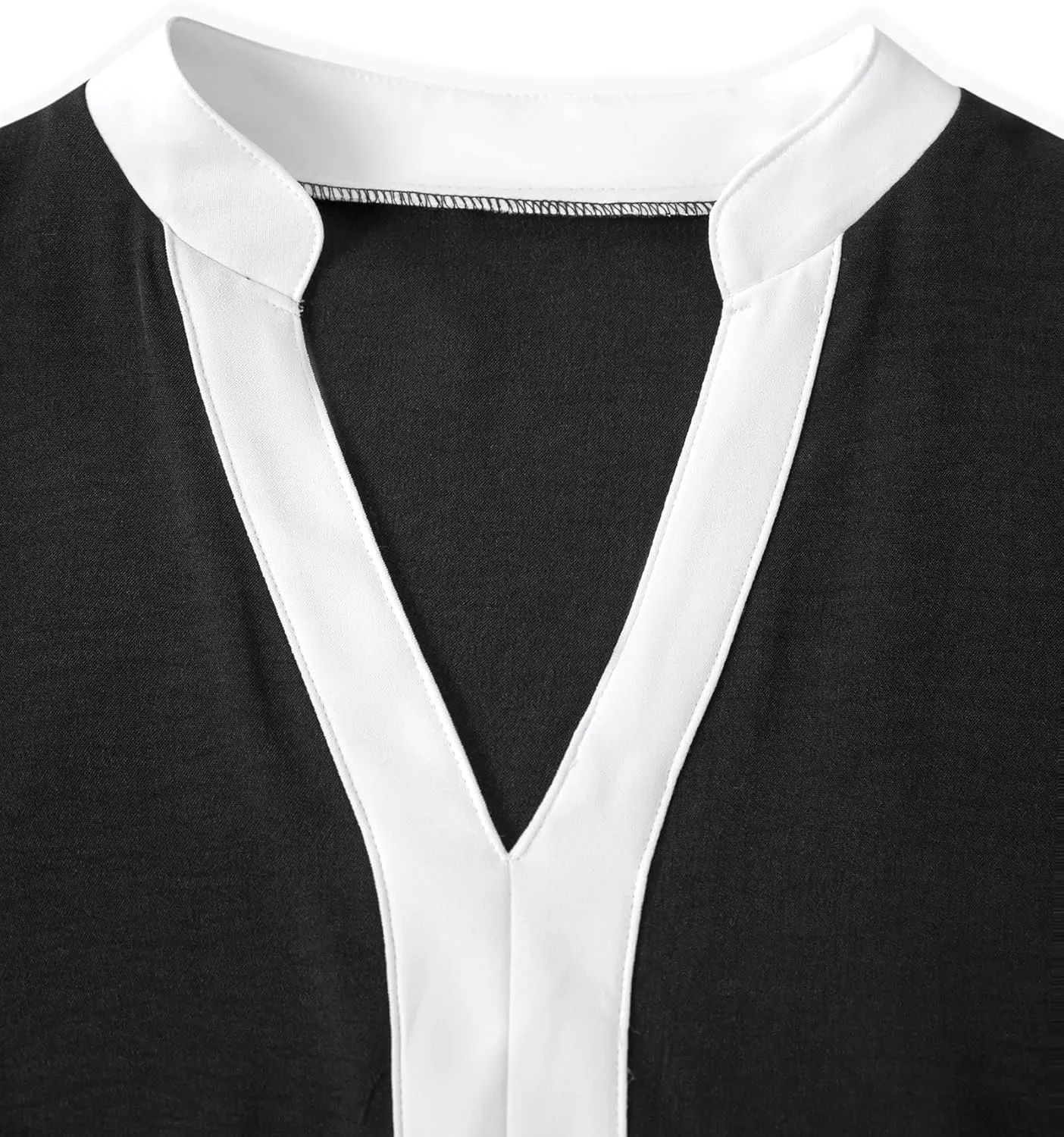Avanova Women Color Block V Neck Blouse Shirt Short Sleeve Work Top