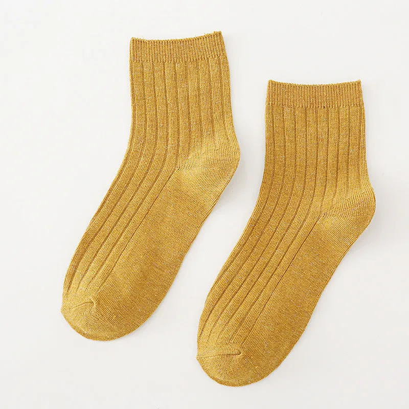BerriesJam - 2024 Retro College Style Vertical Stripe Medium Socks