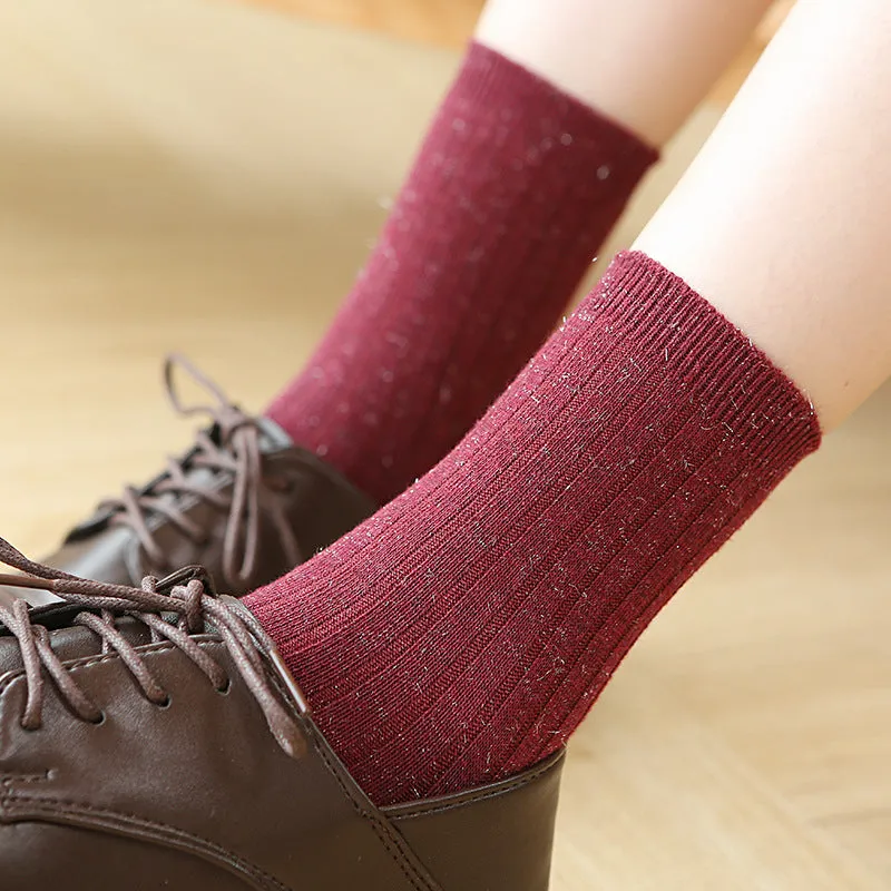 BerriesJam - 2024 Retro College Style Vertical Stripe Medium Socks