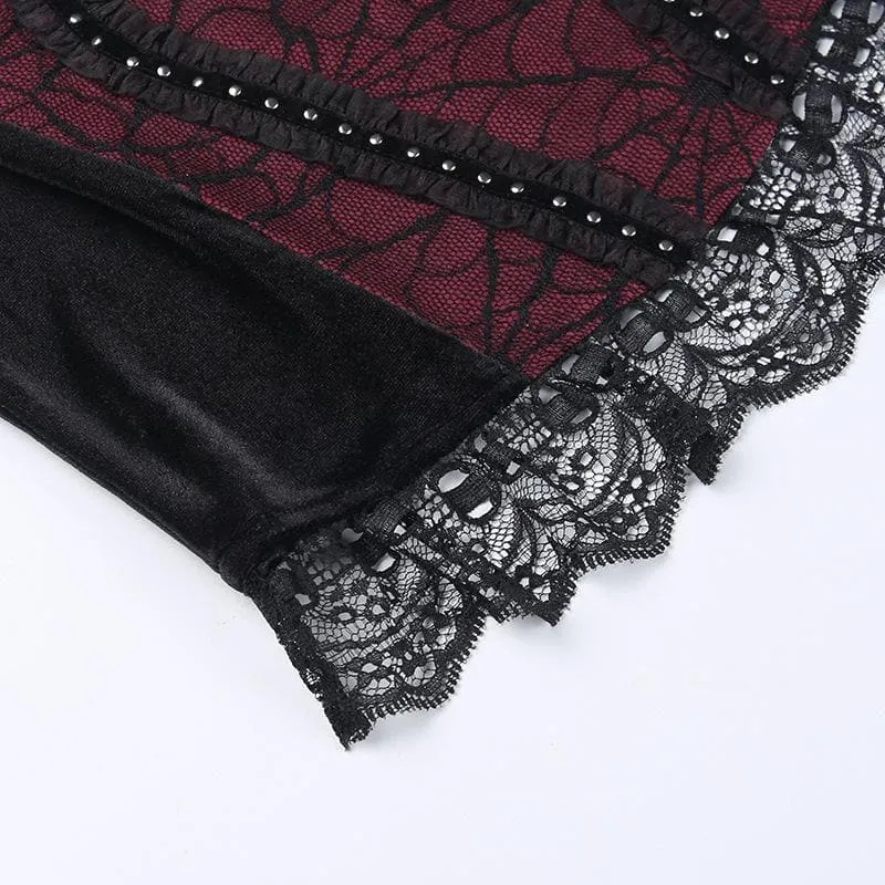 BerryBetty - Backless lace patchwork ruffle contrast cami crop top