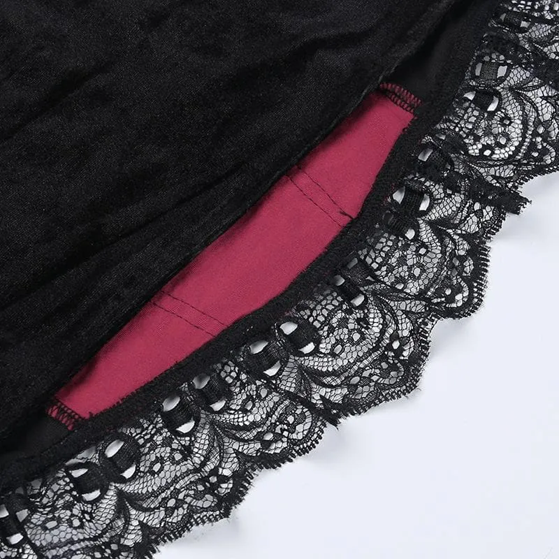 BerryBetty - Backless lace patchwork ruffle contrast cami crop top