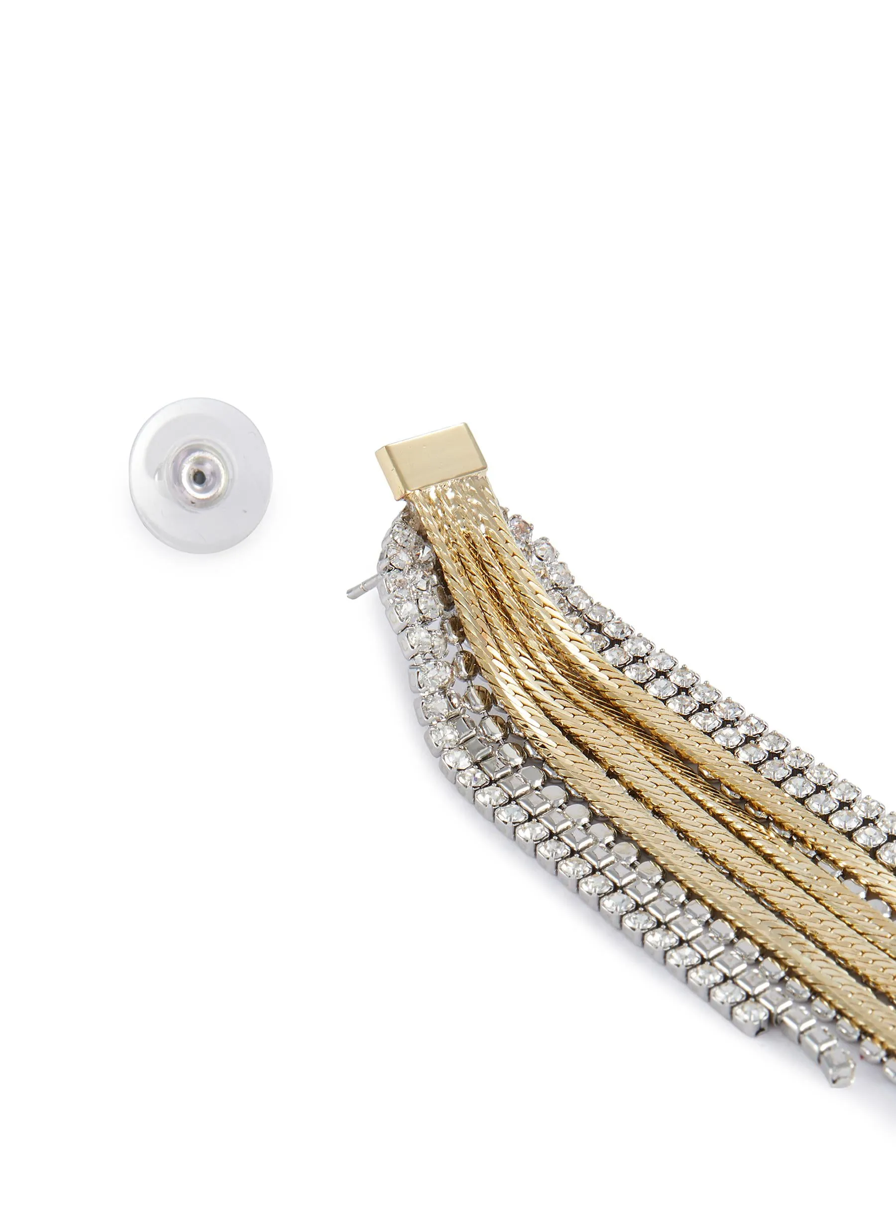 GLASS CRYSTAL CHAIN FRINGE DROP EARRINGS