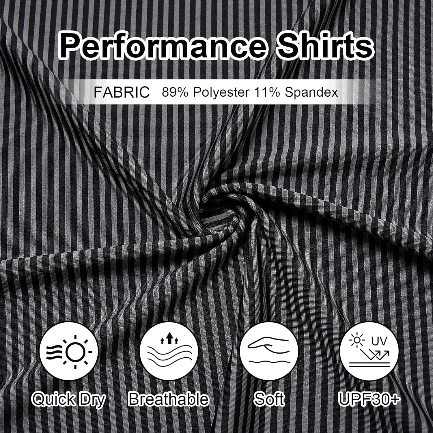 Golf Shirts for Men - Moisture Wicking Short Sleeve Performance Sport Casual Striped Collared Mens Polo Shirt