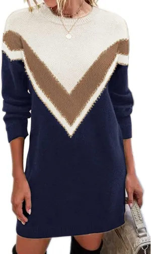 Jayscreate Women's Winter Sweater Dress Casual Long Sleeve Crew Neck Loose Shift Slim Fit Soft Warm Knit Elegant Dress