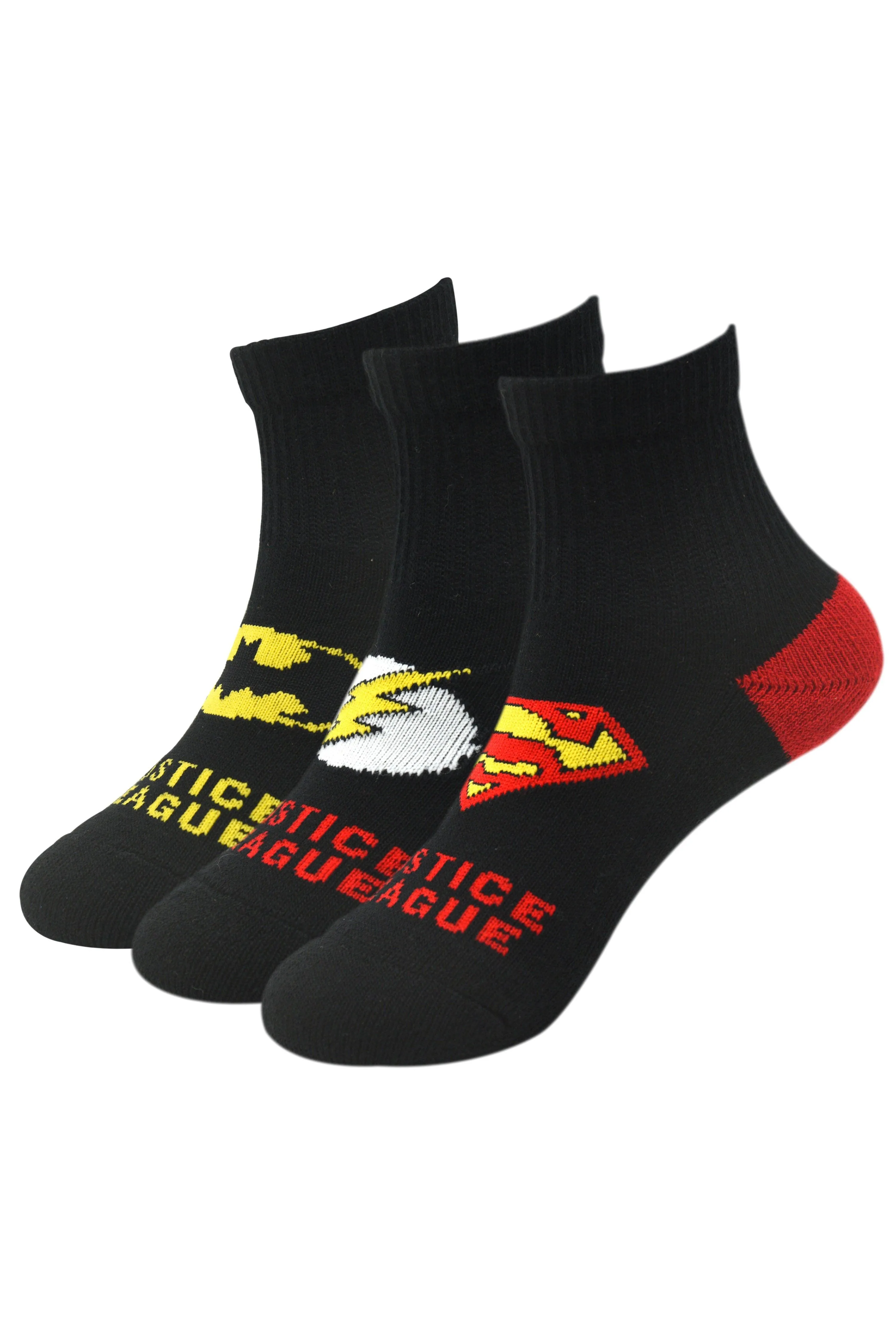 Justice League By Balenzia High Ankle Socks For Kids (Pack Of 3 Pairs/1U)