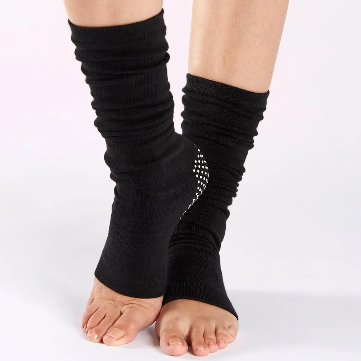 Lightweight Black White Grip Leg Warmers (Barre / Pilates)