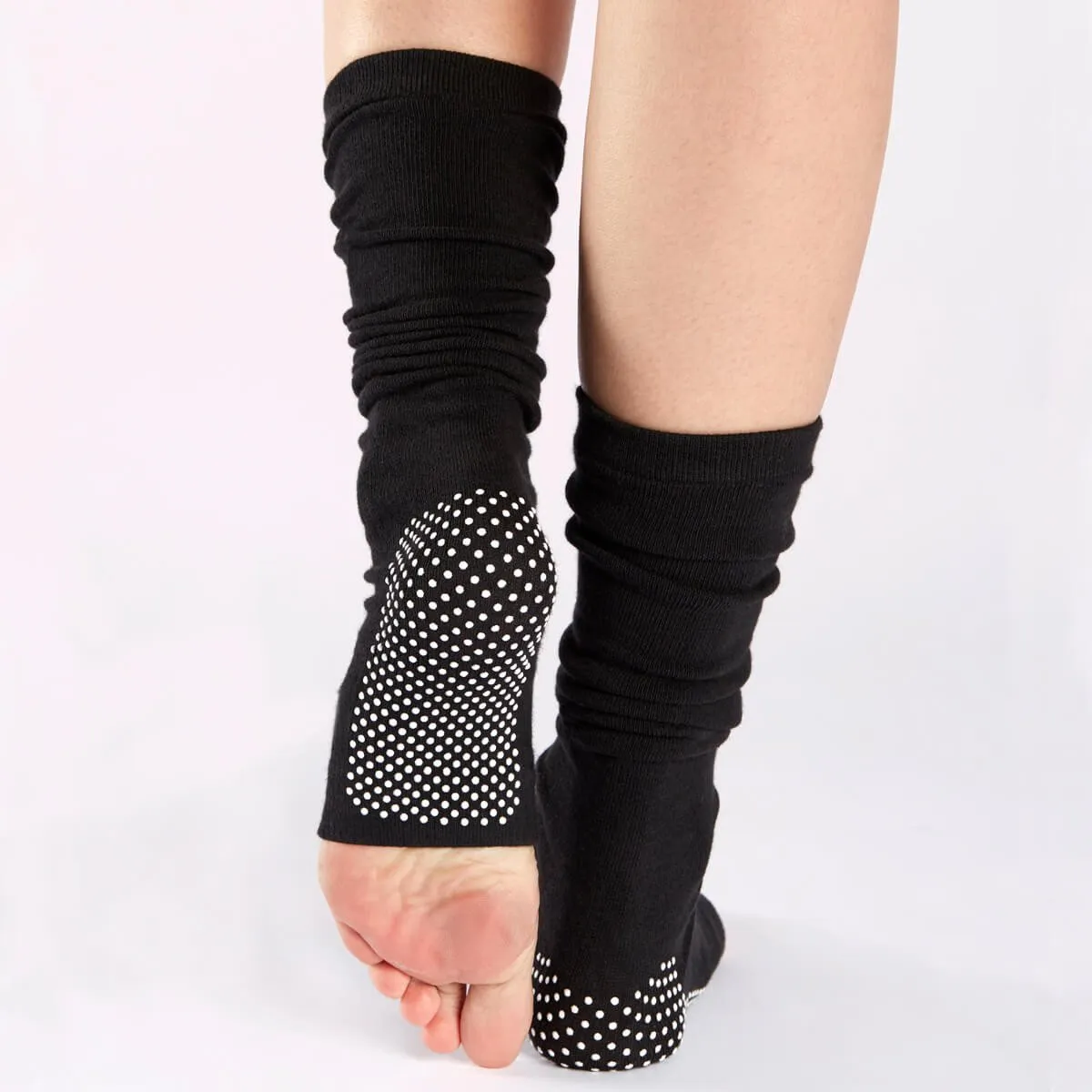 Lightweight Black White Grip Leg Warmers (Barre / Pilates)