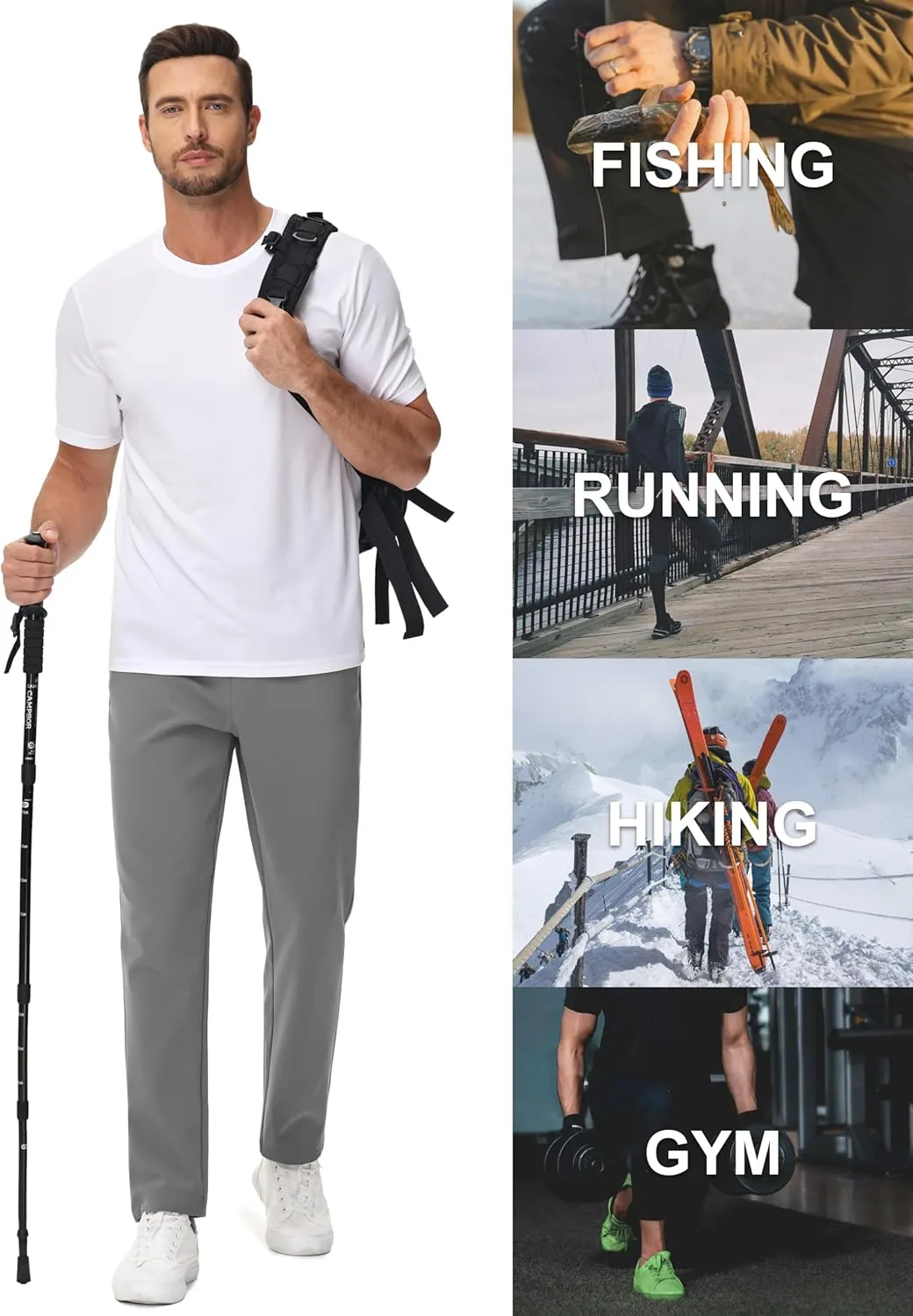 MAGCOMSEN Men's Fleece Lined Sweatpants with Zipper Pockets Athletic Workout Running Winter Water Resistant Pants