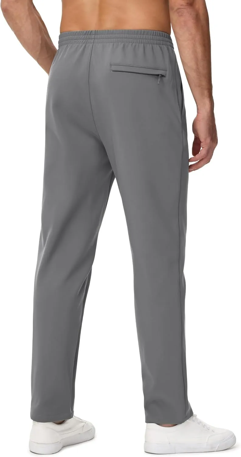 MAGCOMSEN Men's Fleece Lined Sweatpants with Zipper Pockets Athletic Workout Running Winter Water Resistant Pants