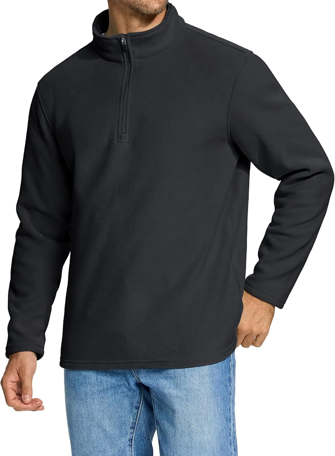 MAGCOMSEN Men's Quarter-Zip Pullover Polar Fleece Sweatshirt Stand Collar Long Sleeve Shirt for Men Thermal Winter Fall