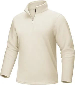 MAGCOMSEN Men's Quarter-Zip Pullover Polar Fleece Sweatshirt Stand Collar Long Sleeve Shirt for Men Thermal Winter Fall