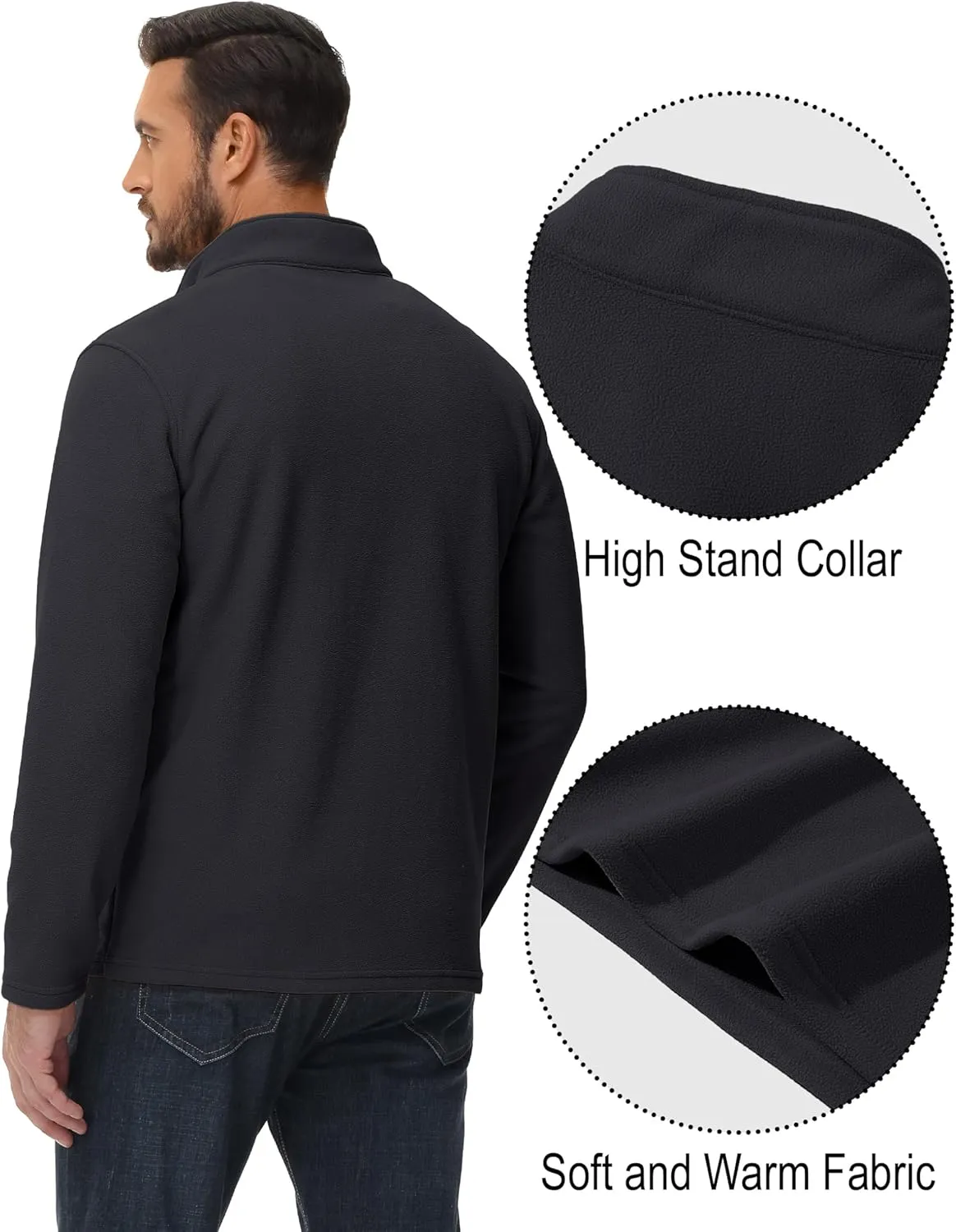 MAGCOMSEN Men's Quarter-Zip Pullover Polar Fleece Sweatshirt Stand Collar Long Sleeve Shirt for Men Thermal Winter Fall