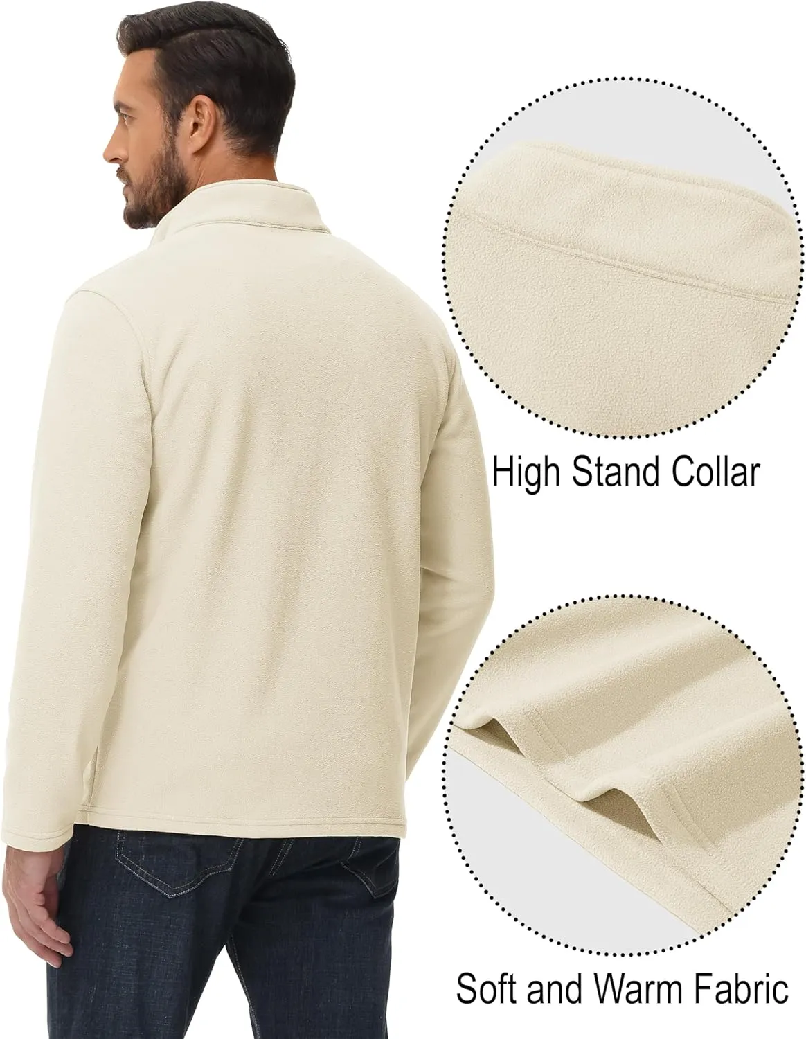 MAGCOMSEN Men's Quarter-Zip Pullover Polar Fleece Sweatshirt Stand Collar Long Sleeve Shirt for Men Thermal Winter Fall