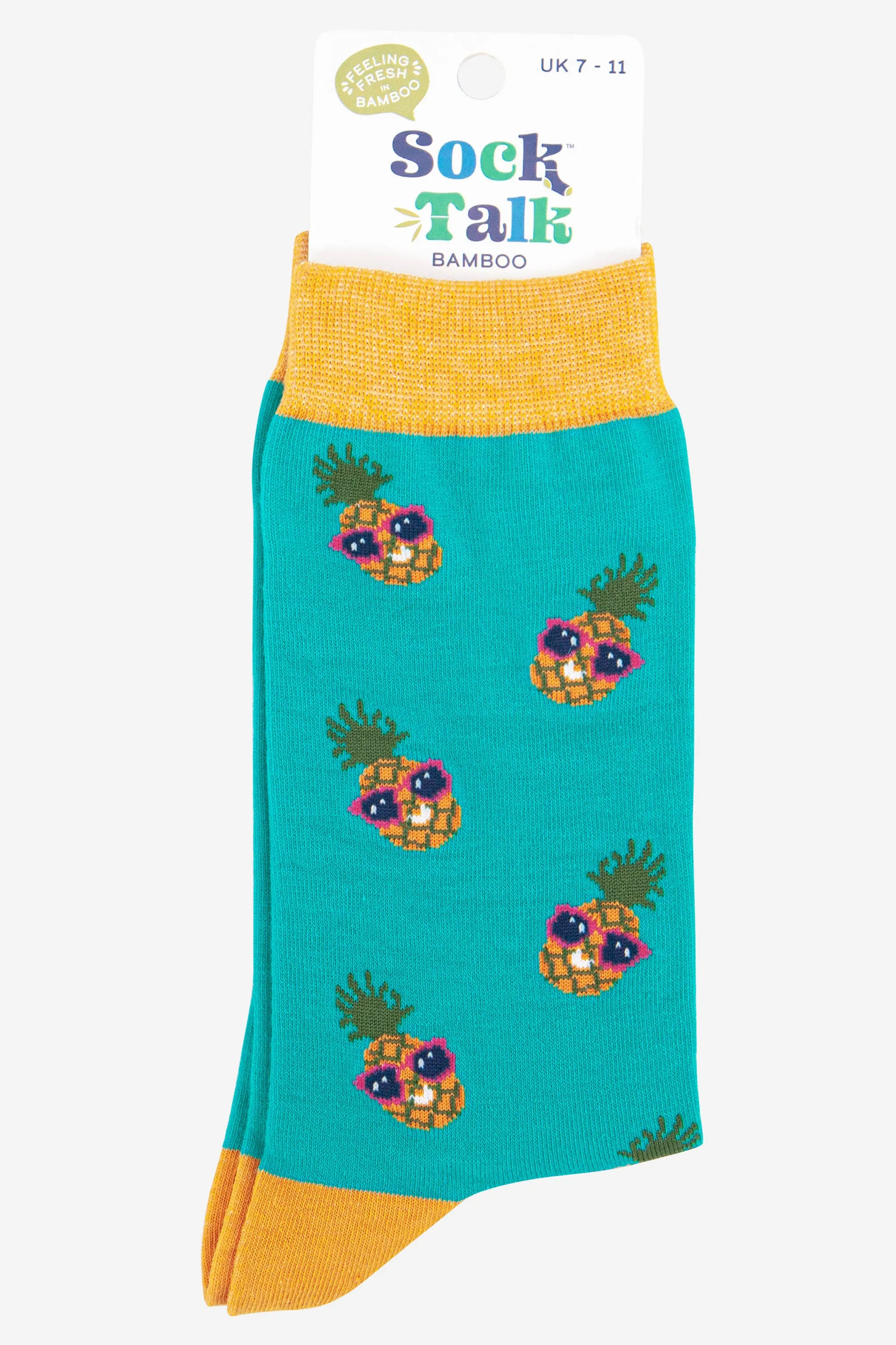 Men's Bamboo Socks - Blue, Pineapples