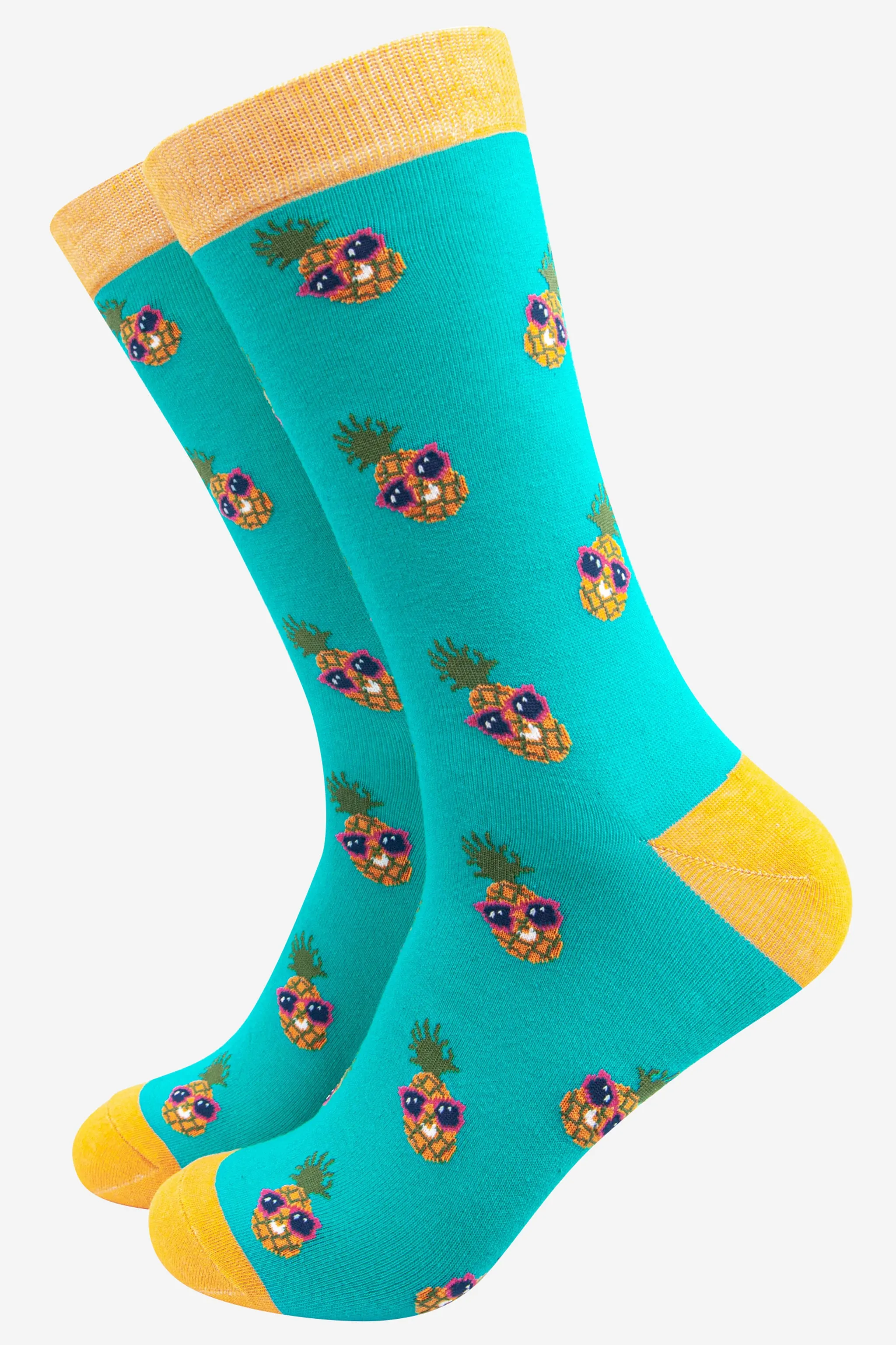 Men's Bamboo Socks - Blue, Pineapples