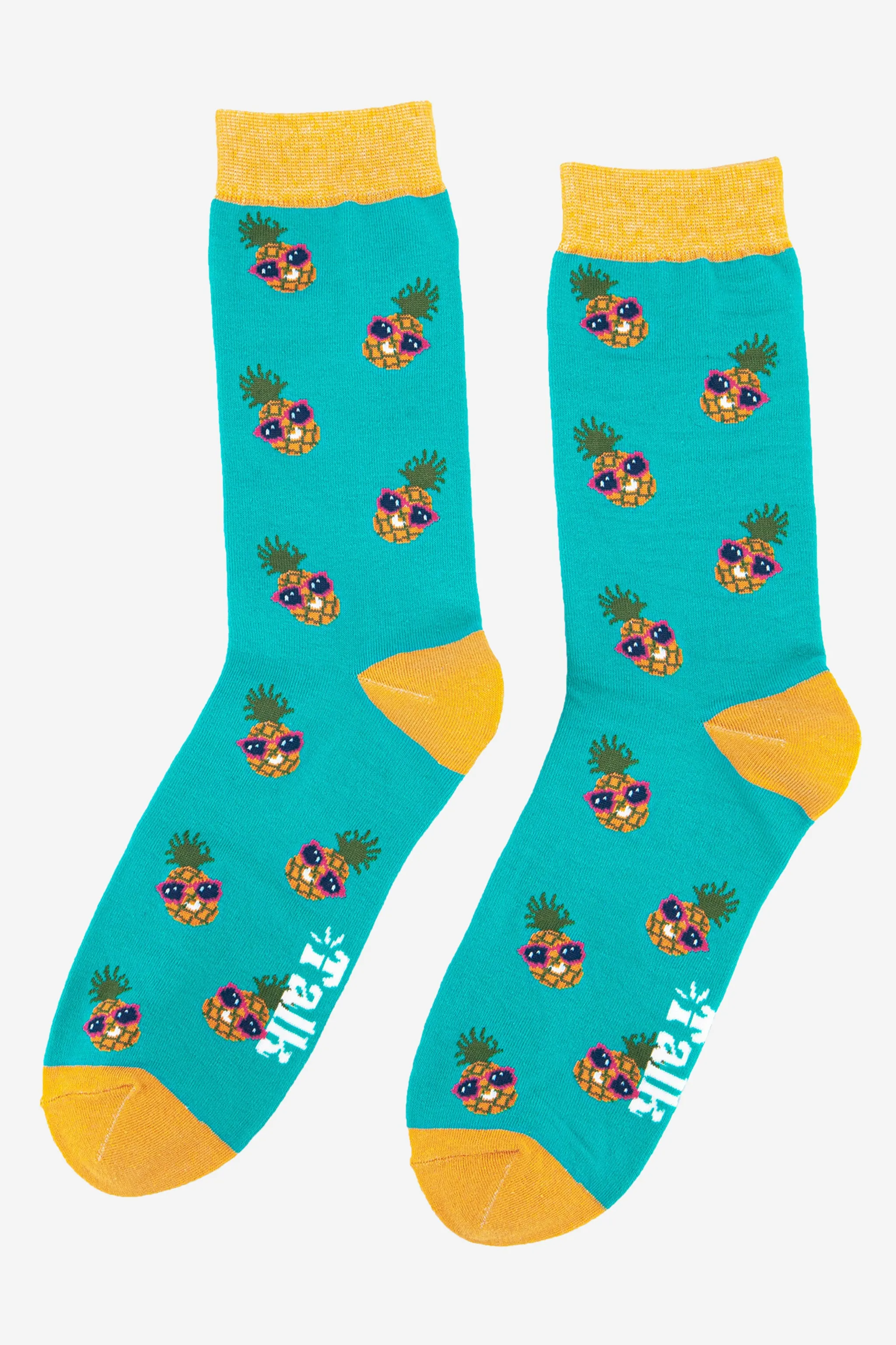 Men's Bamboo Socks - Blue, Pineapples