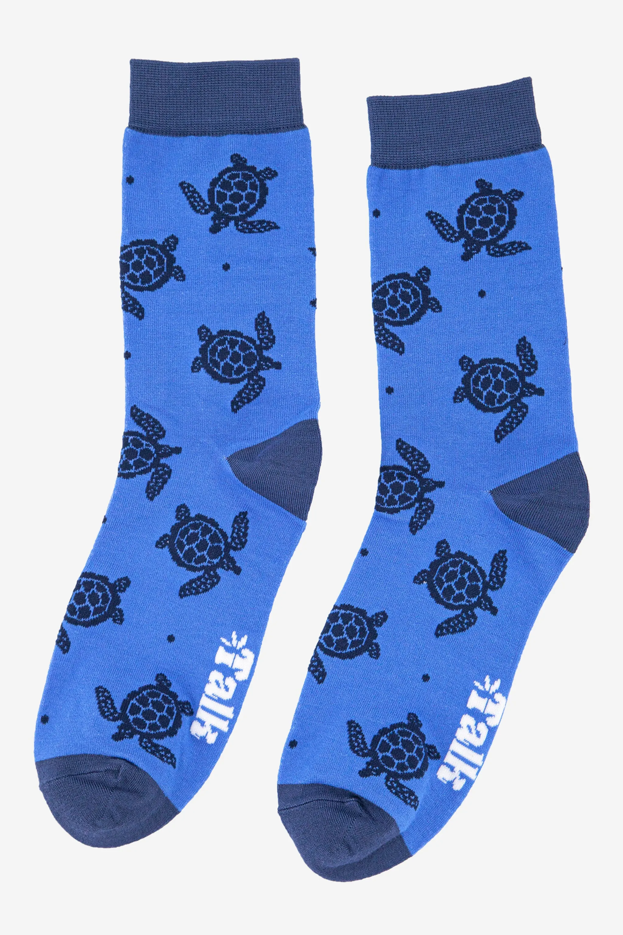 Men's Bamboo Socks - Blue, Turtle