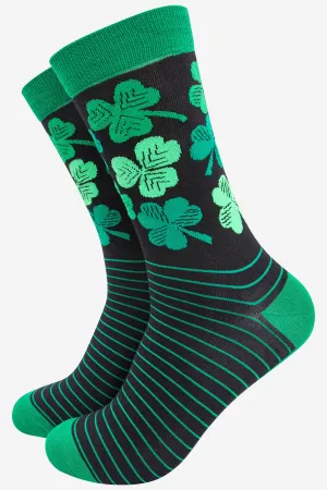Men's Bamboo Socks - Green, Irish Shamrock