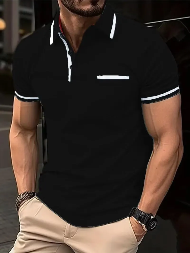 Men's Polo Shirts Short Sleeve 2025 Casual Polo T Shirt Color Block Slim Fit Golf Shirts with Pocket