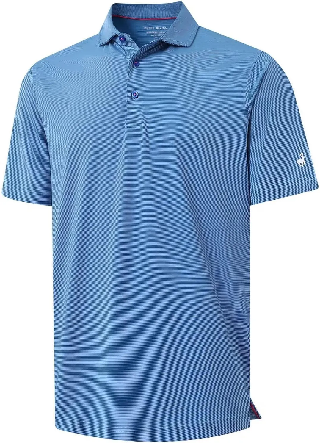 MICHEL ROUEN Golf Shirts for Men Short Sleeve Lightweight Quick Dry Pin Striped Casual Collared Polo Shirts