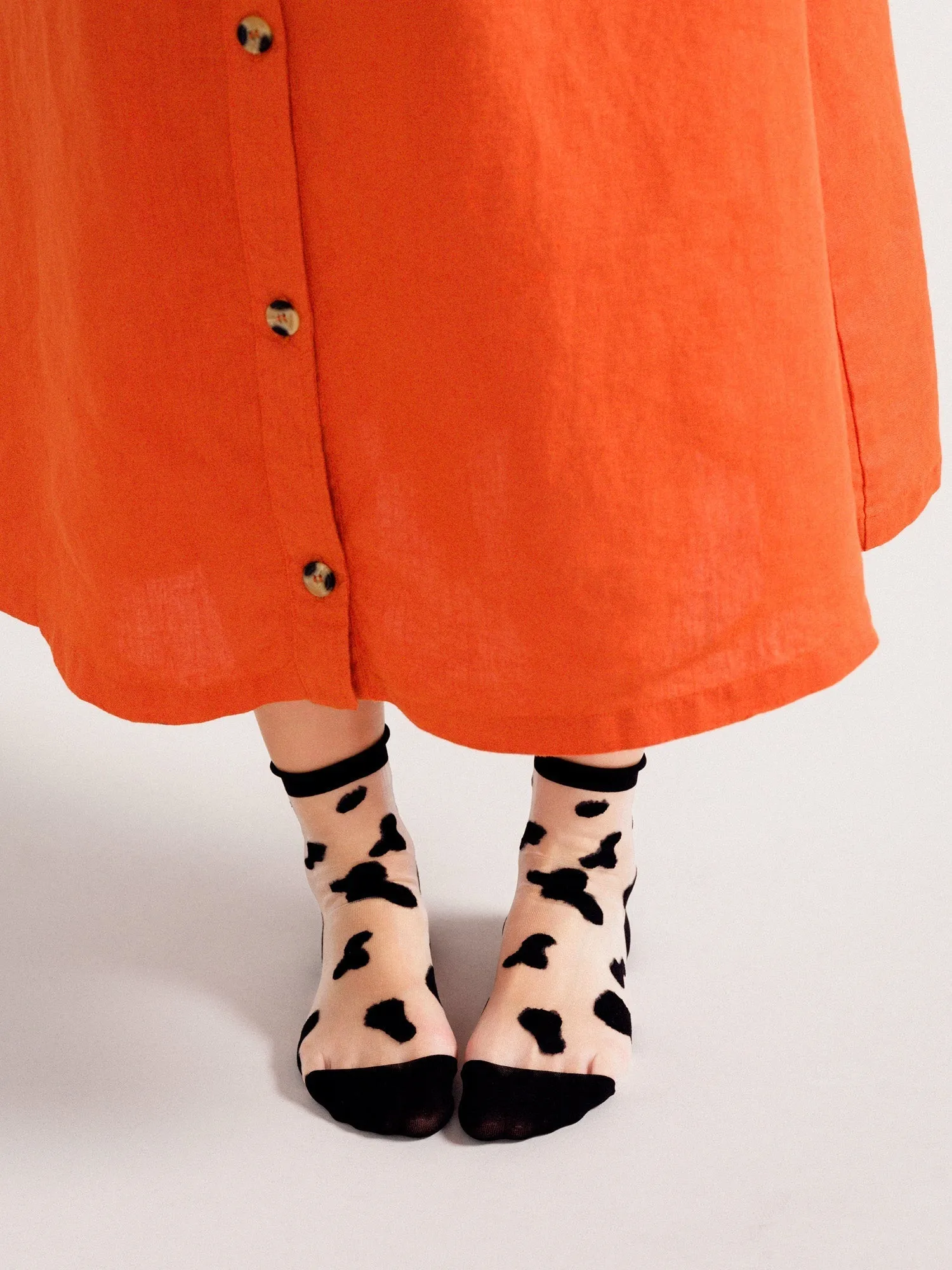 Moo Sheer Crew Socks - Black
