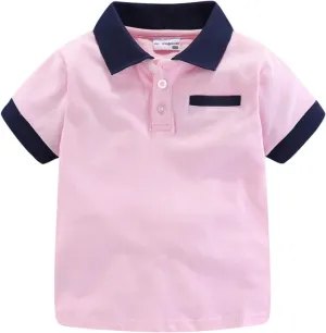Mud Kingdom Boys Pique Polo Shirts for Toddler Short Sleeve Stripe Plain 1-9 Years