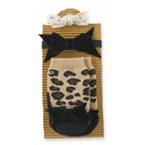 Mud Pie leopard Socks and Bow Headband