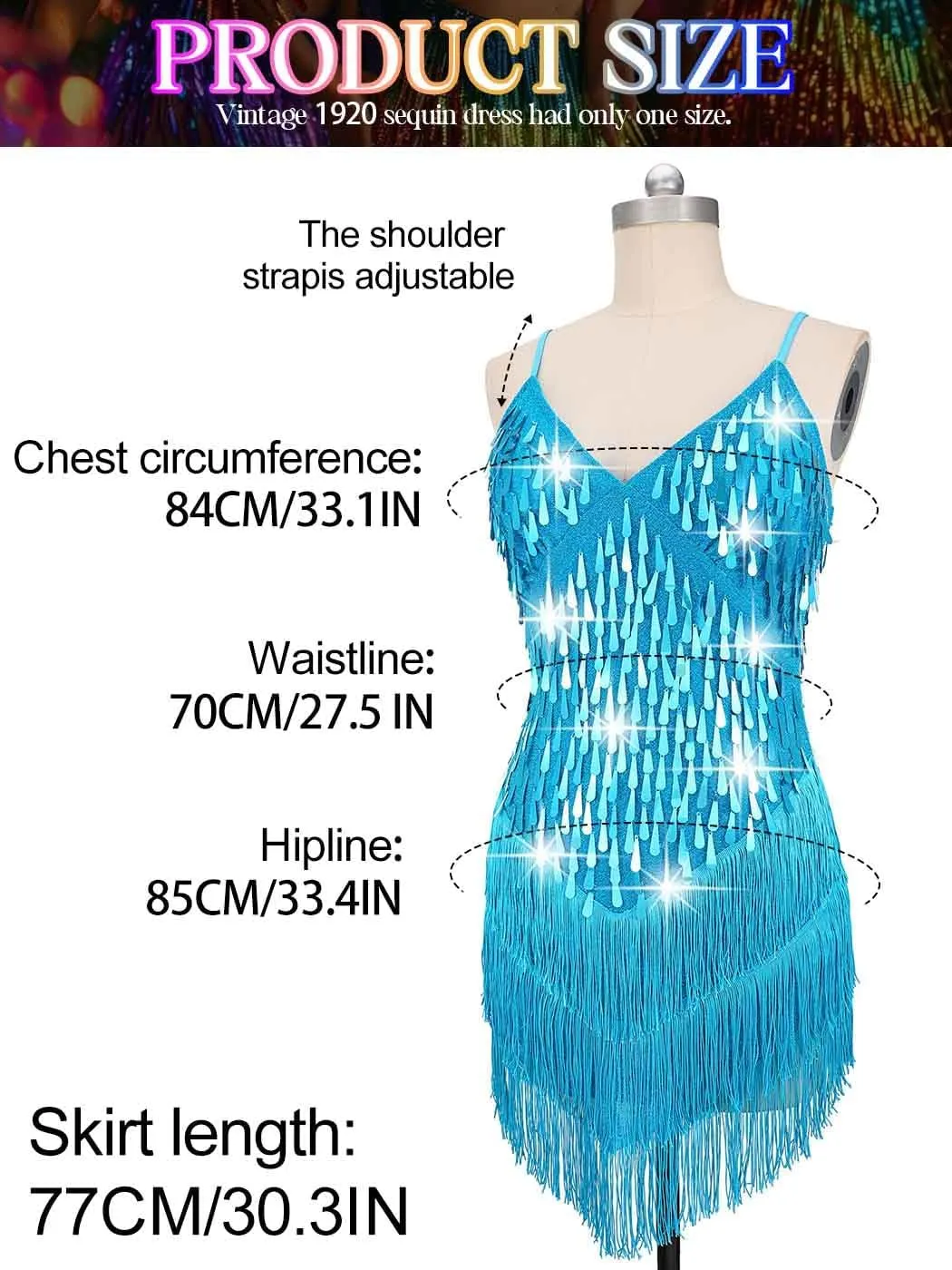 Nicute Salsa Latin Dance Dress Sequin Fringe Flapper Dress Tassel 1920s Vintage Tango Ballroom Dresses Costume for Women