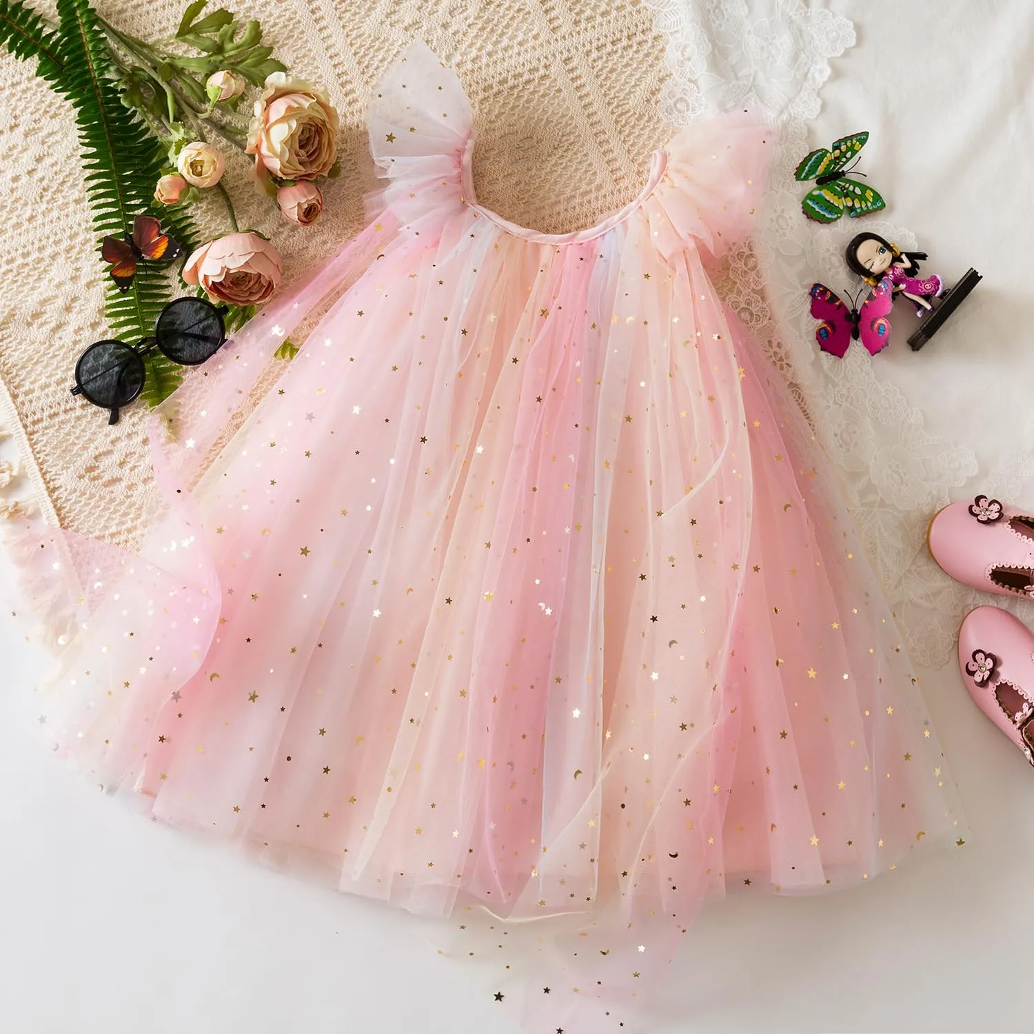 NNJXD Flower Girl's Wedding Dress Lace Sleeveless Tulle Summer Vintage Dresses