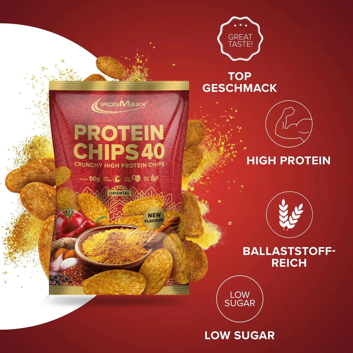 Oriental-Flavored Diabetic-Friendly Protein Chips 50g - Low Sugar, High Protein, Gluten-Free