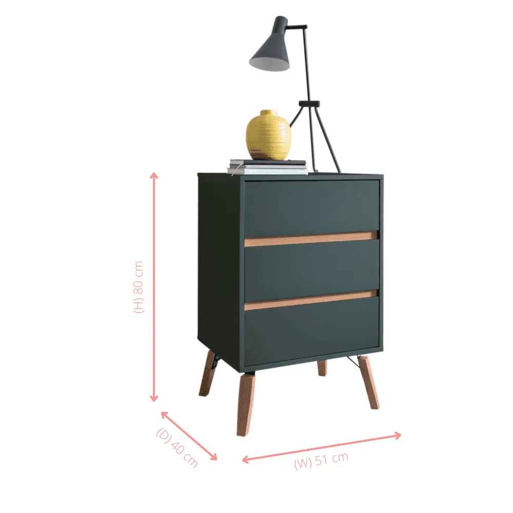 Otto Chest of Drawers Tall 3 Drawer in Grey
