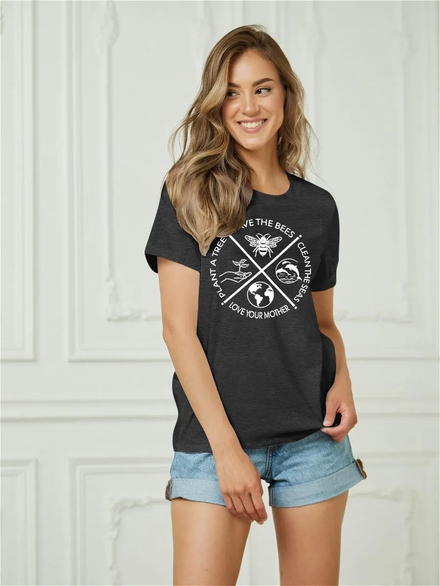 PECHAR Earth Day Shirts for Women : Protect The Environment T-Shirts Bees Graphic Short Sleeve Blouse Tops