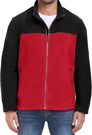 PEGENO Men's Fleece Jacket Classic Full Zip Stand Collar Lightweight Casual Soft Warm Coats With Zipper Pocket